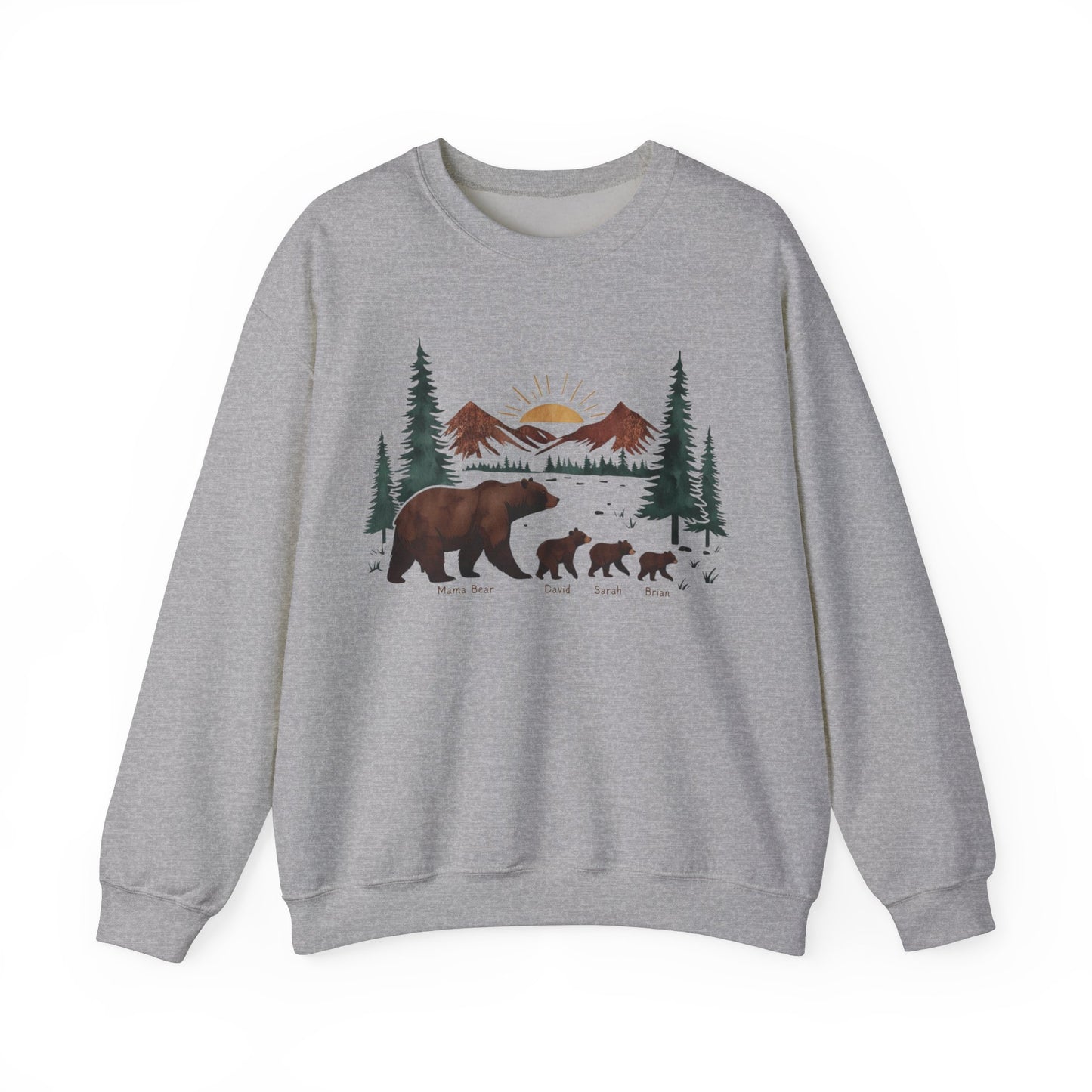 Personalized Mommy Bear Sweatshirt - Custom Family Names - Forest design - Verdant Blossoms