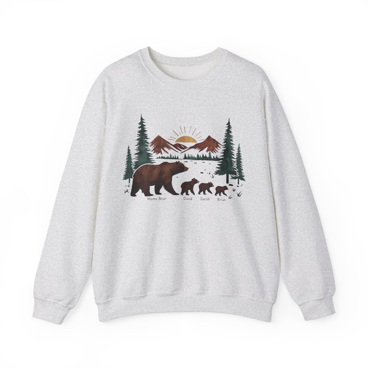 Personalized Mommy Bear Sweatshirt - Custom Family Names - Forest design - Verdant Blossoms