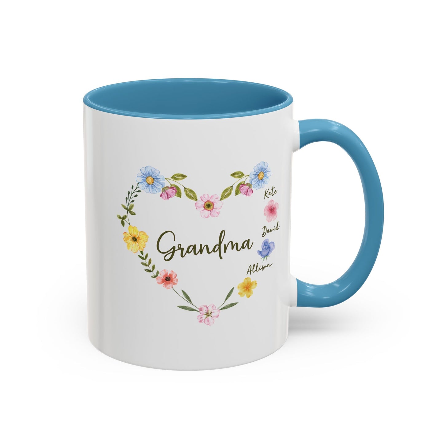 Custom Floral Heart Mug for Grandma – Perfect Gift for Mother's Day or Special Womens - Verdant Blossoms