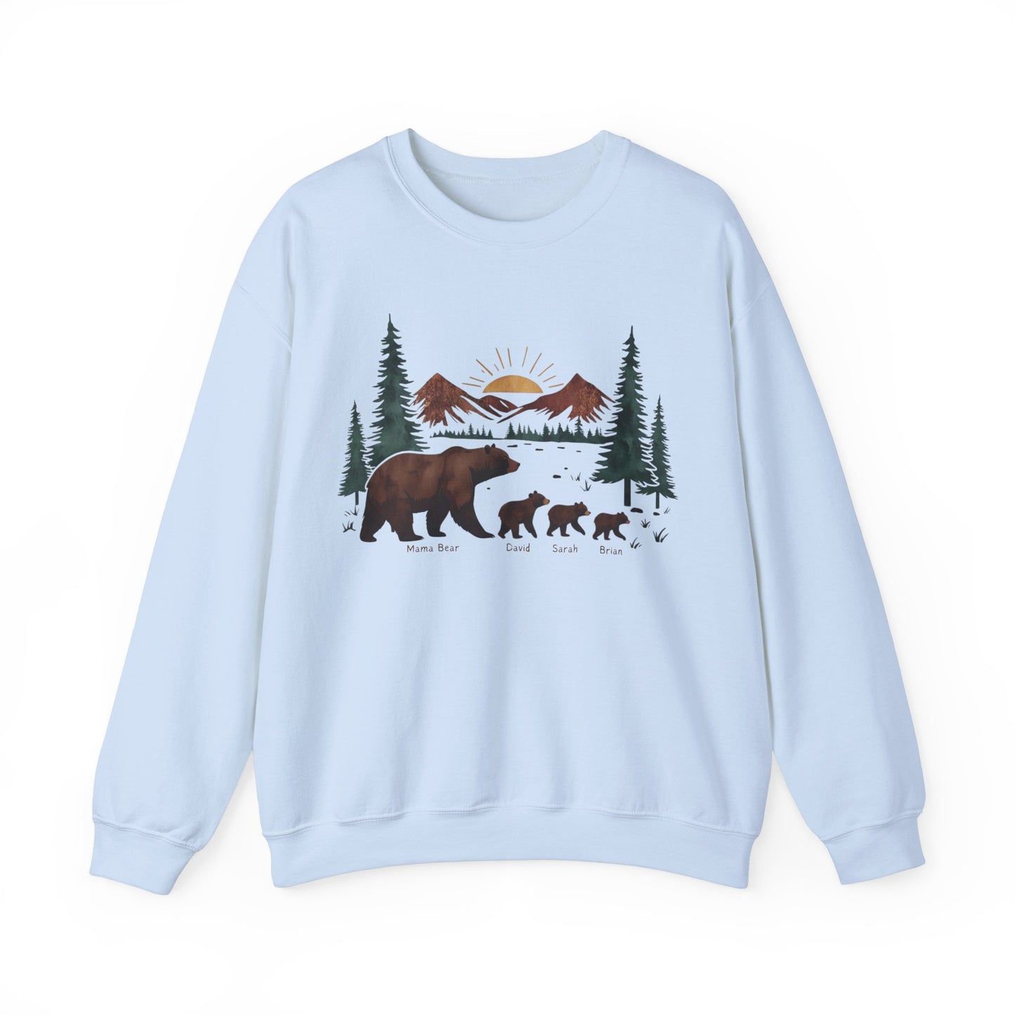 Personalized Mommy Bear Sweatshirt - Custom Family Names - Forest design - Verdant Blossoms