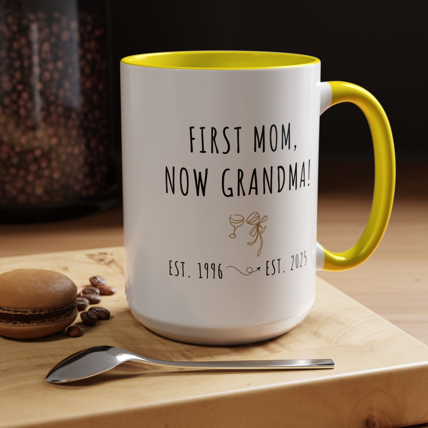 Custom Grandma Mug – First Mom, Now Grandma – Sentimental Gift for Mother's Day or Baby Reveal