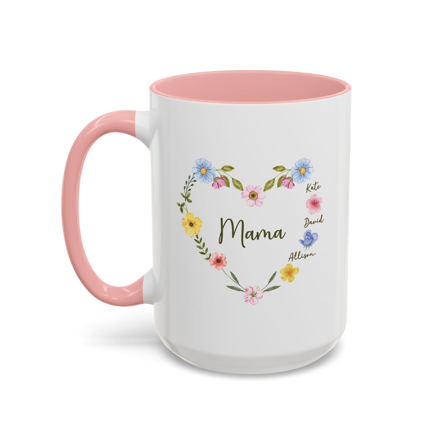 Custom Floral Heart Mug for Grandma – Perfect Gift for Mother's Day or Special Womens - Verdant Blossoms