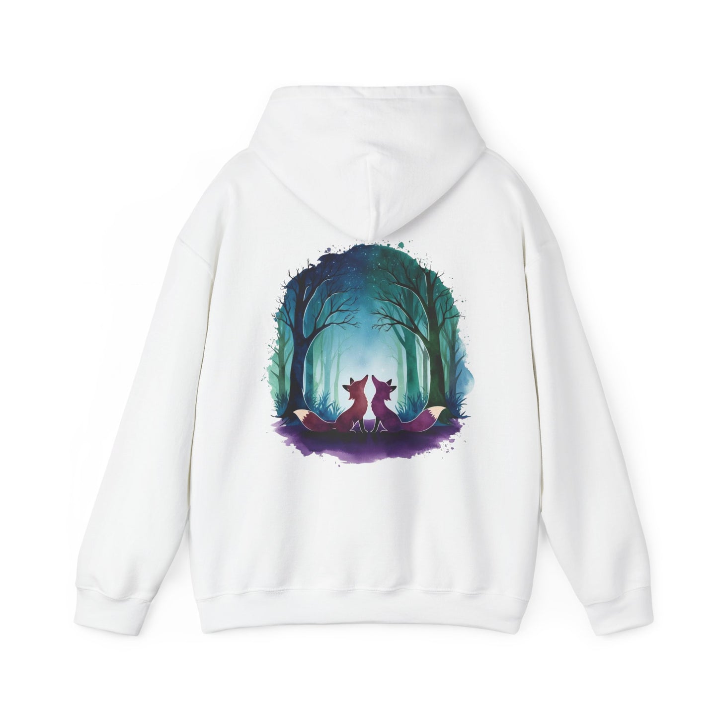 Personalized Hoodie with Couple's Initials & Watercolor Foxes Design