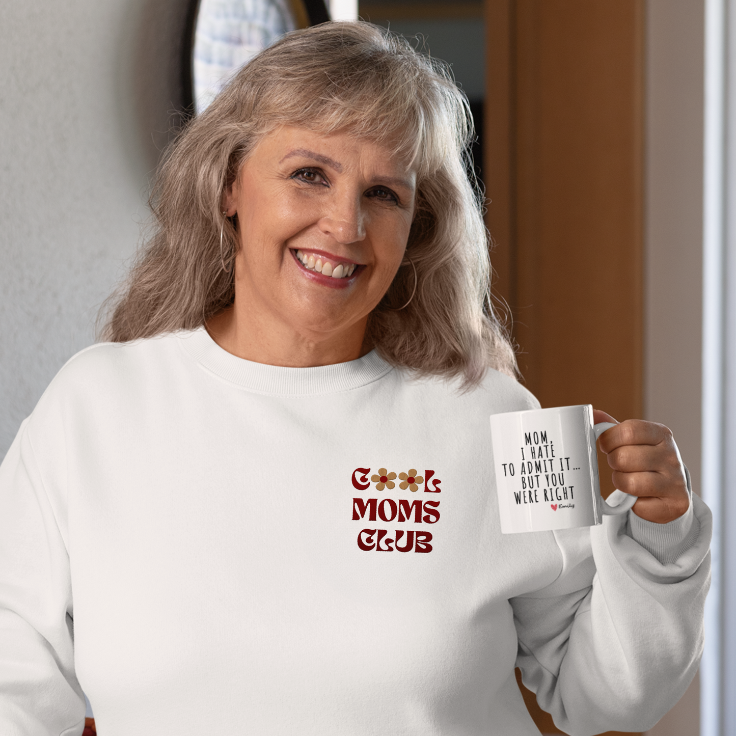 Cool Moms Club Sweatshirt, Embroidered Crewneck Gift for Fashionable & Fun Moms