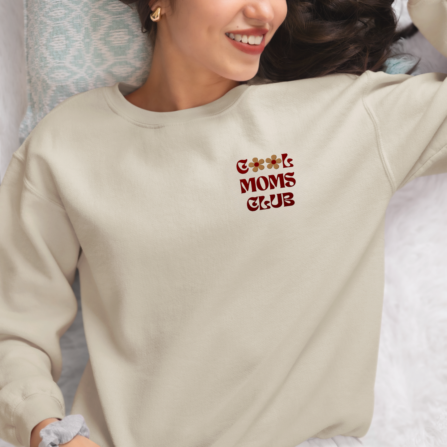 Cool Moms Club Sweatshirt, Embroidered Crewneck Gift for Fashionable & Fun Moms