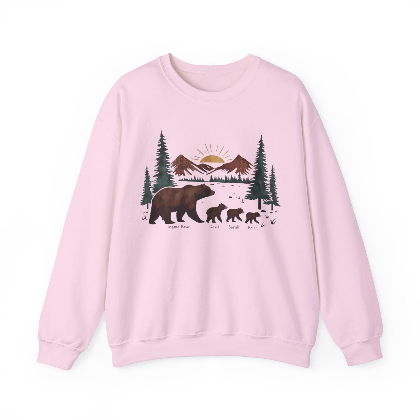 Personalized Mommy Bear Sweatshirt - Custom Family Names - Forest design - Verdant Blossoms