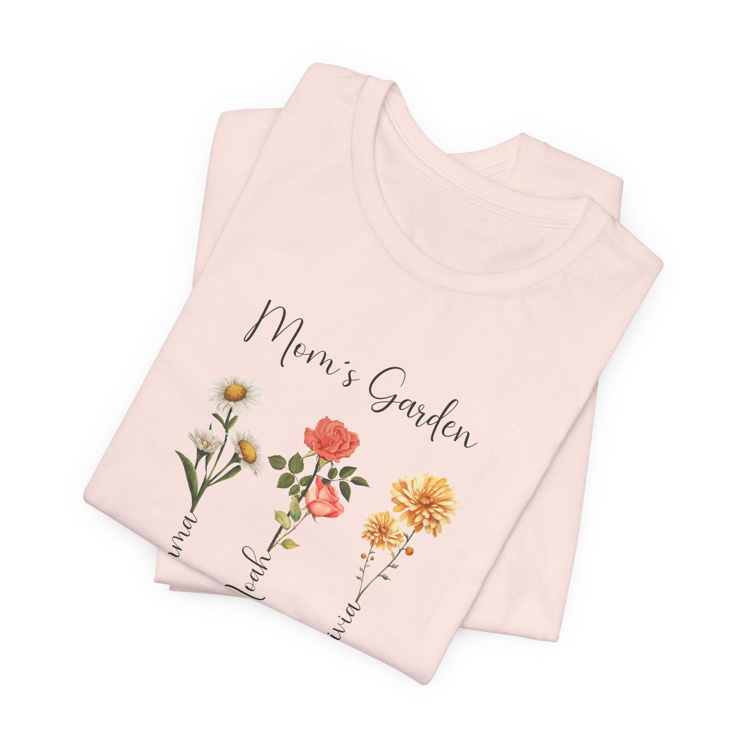Custom Birthflower T-Shirt - Personalized Gift for Mom, Auntie & Grandma - Verdant Blossoms