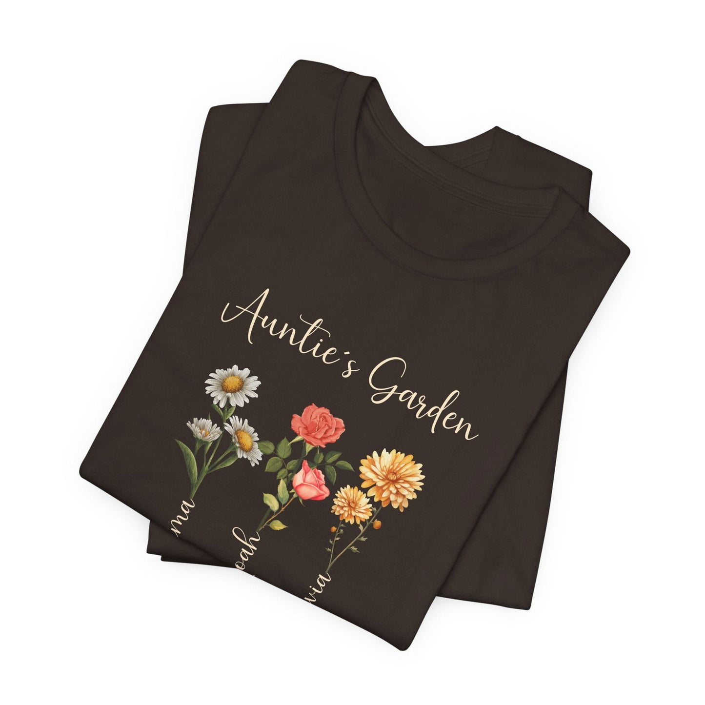 Custom Birthflower T-Shirt - Personalized Gift for Mom, Auntie & Grandma - Verdant Blossoms