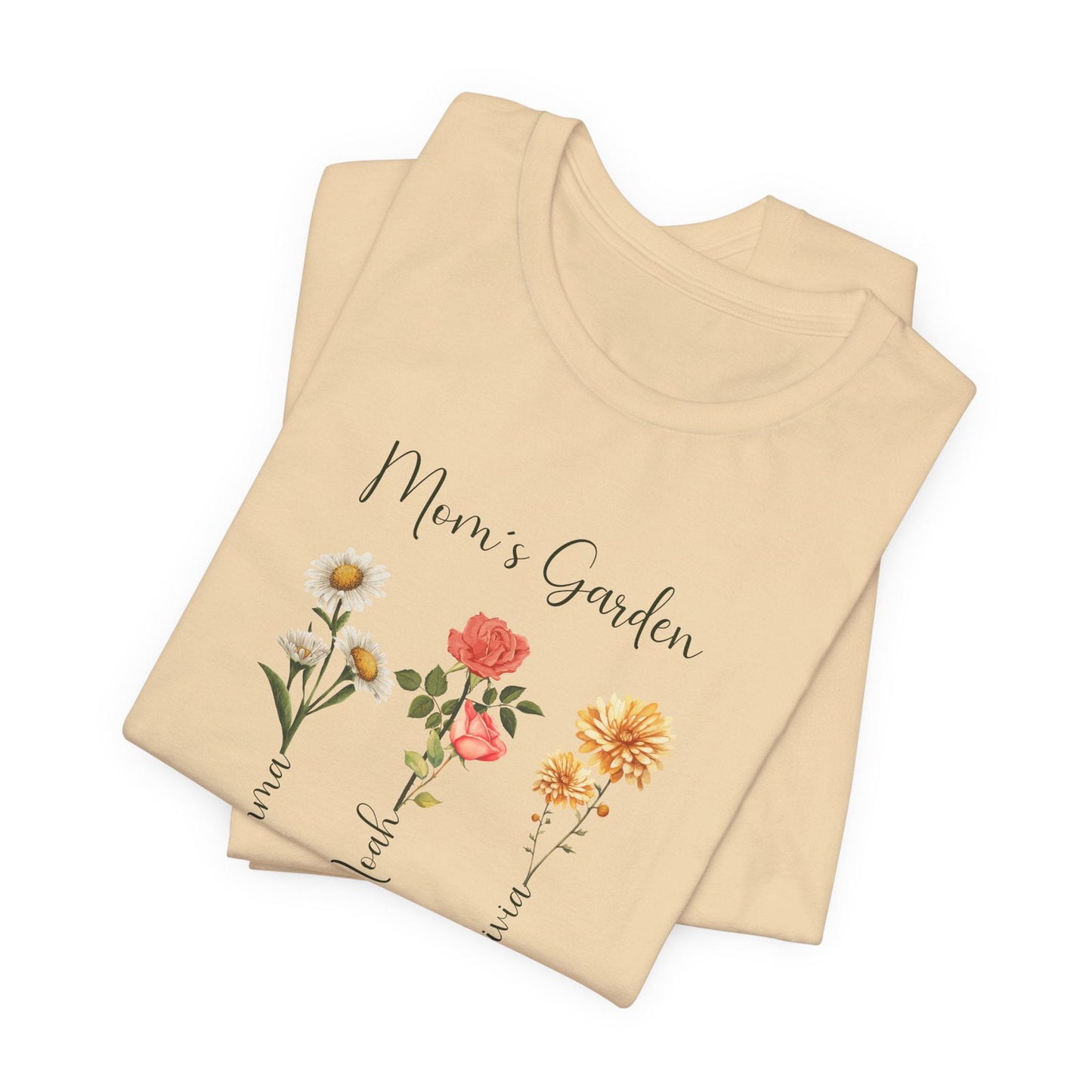 Custom Birthflower T-Shirt - Personalized Gift for Mom, Auntie & Grandma - Verdant Blossoms