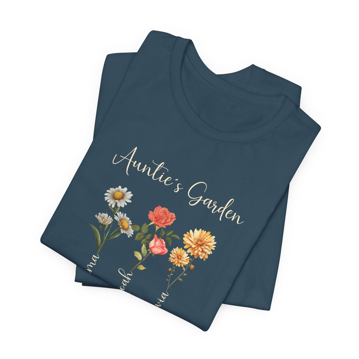 Custom Birthflower T-Shirt - Personalized Gift for Mom, Auntie & Grandma - Verdant Blossoms
