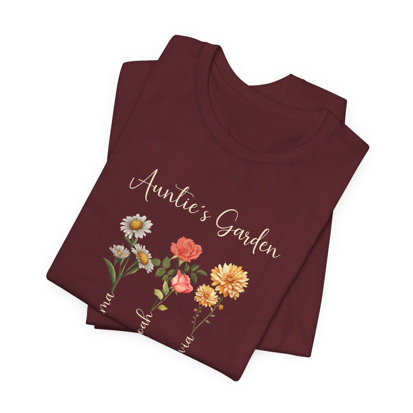 Custom Birthflower T-Shirt - Personalized Gift for Mom, Auntie & Grandma - Verdant Blossoms