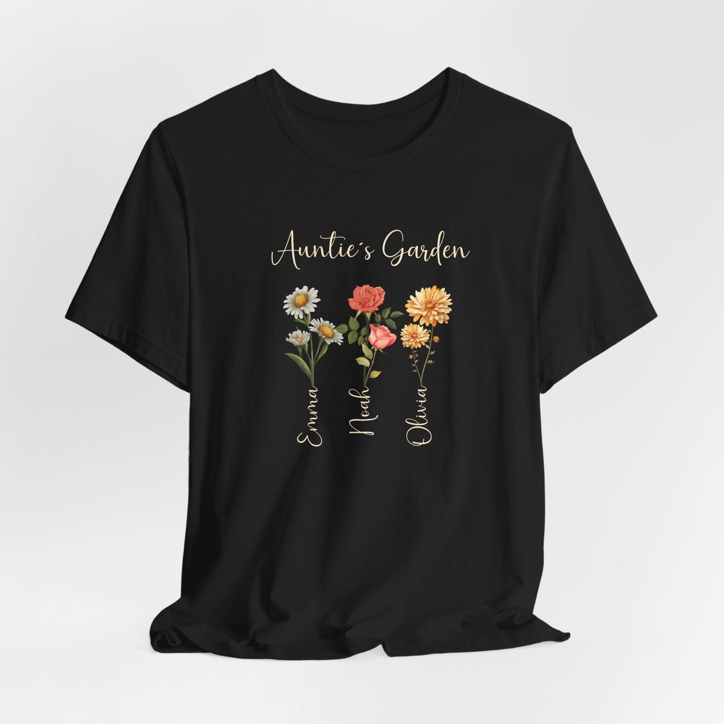 Custom Birthflower T-Shirt - Personalized Gift for Mom, Auntie & Grandma - Verdant Blossoms