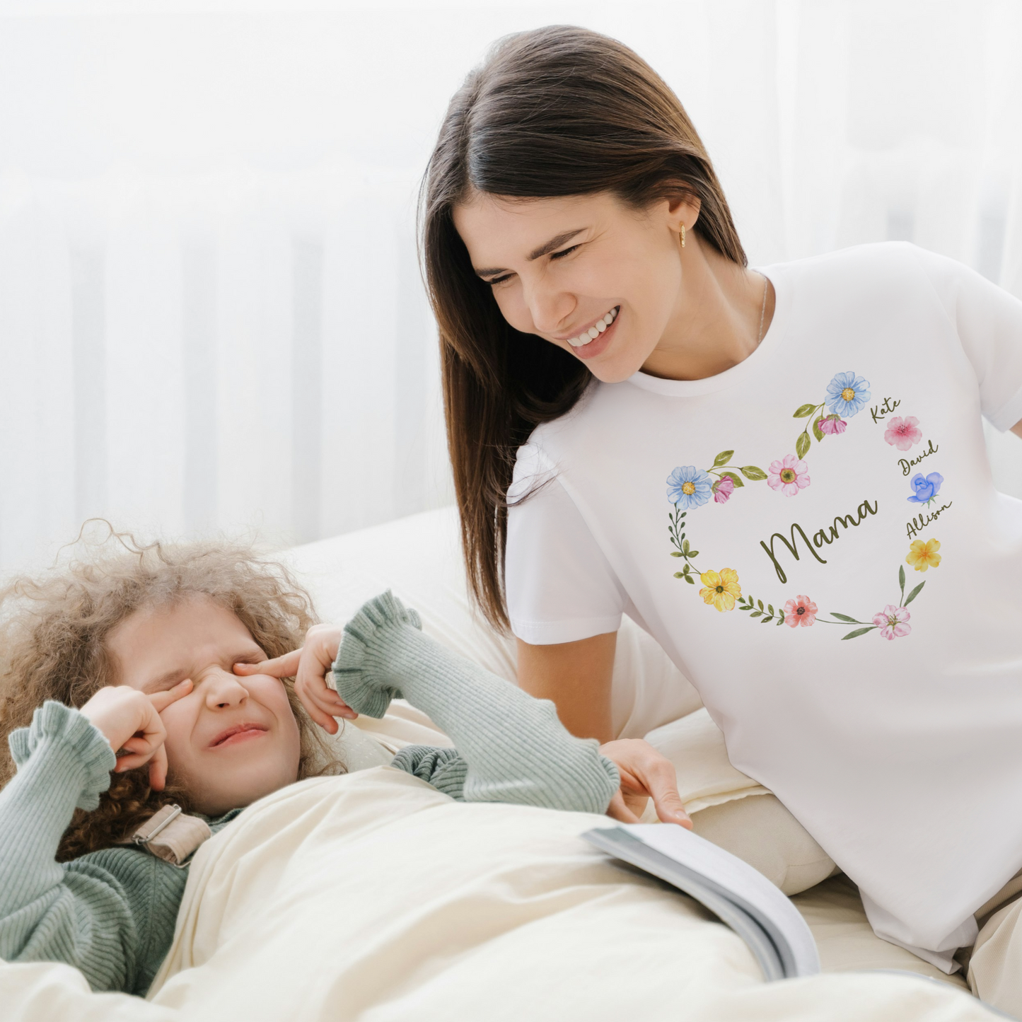 Custom Floral Heart T-Shirt for Grandma β Perfect Gift for Mother's Day with Family Names