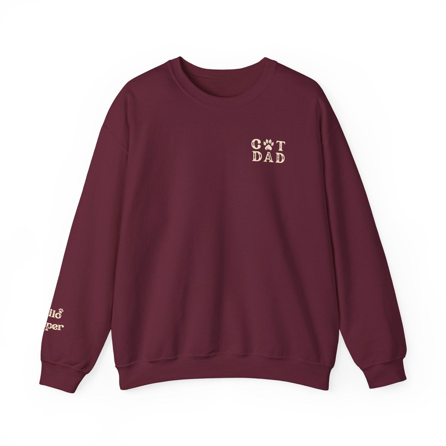 Custom Gift for Cat Dad Sweatshirt – Add Your Cats' Names on the Sleeve - Verdant Blossoms