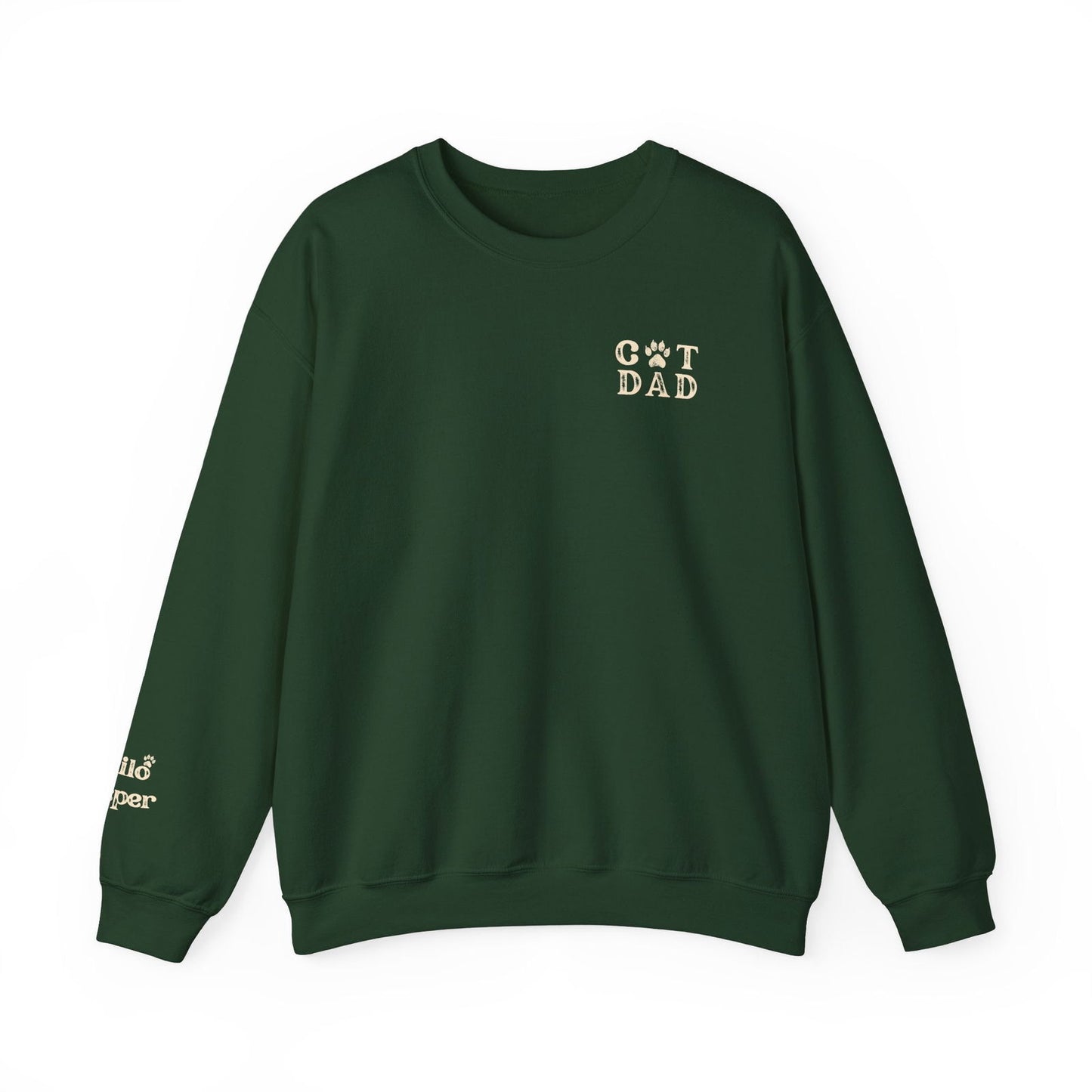 Custom Gift for Cat Dad Sweatshirt – Add Your Cats' Names on the Sleeve - Verdant Blossoms