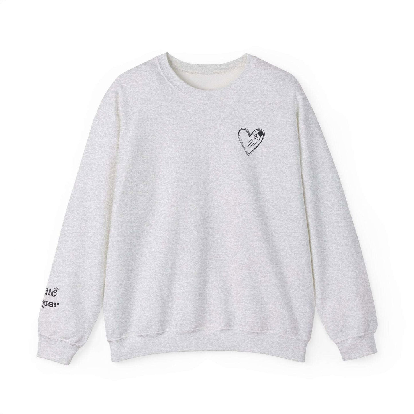 Custom Gift for Cat Mom Sweatshirt – Add Your Cats' Names on the Sleeve - Verdant Blossoms