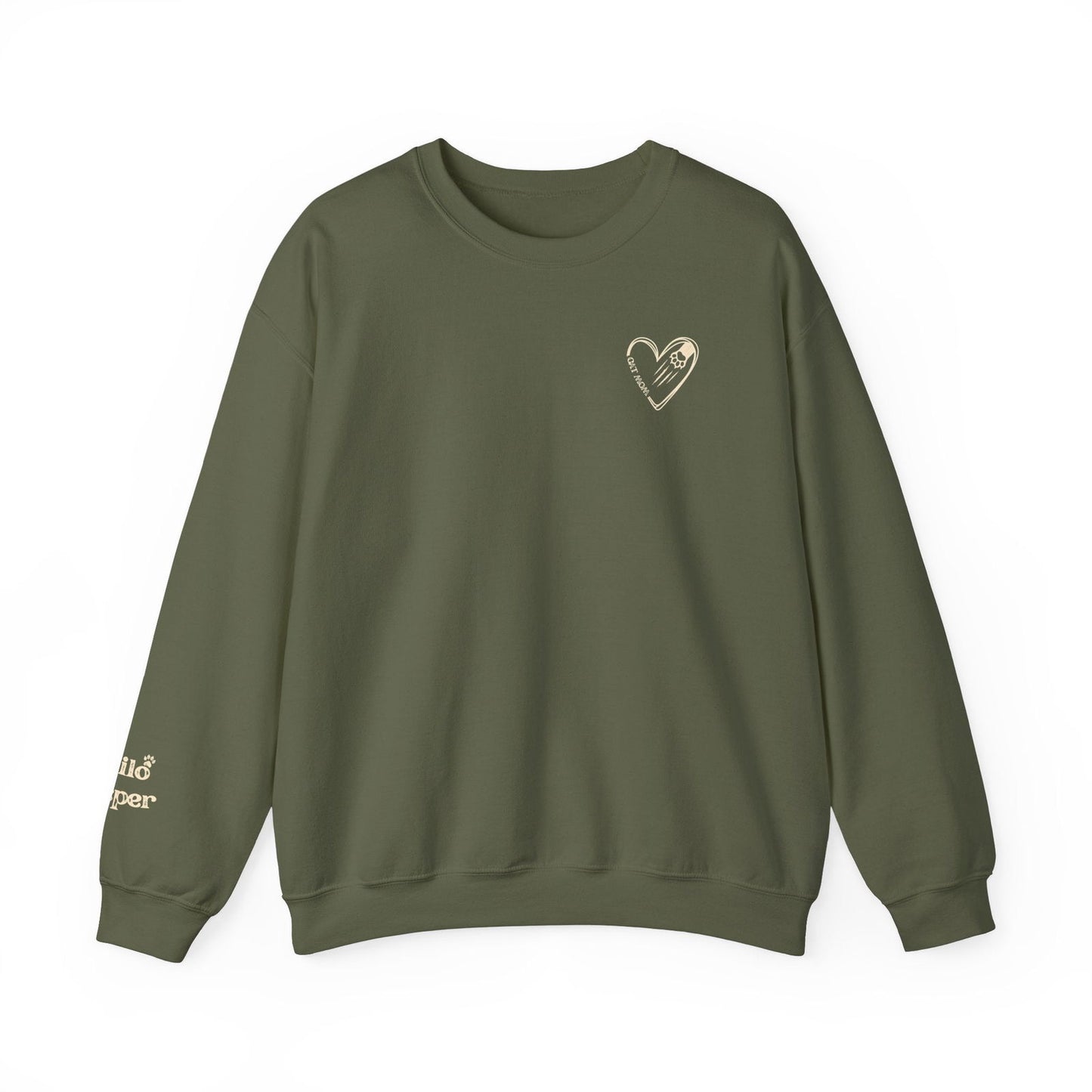 Custom Gift for Cat Mom Sweatshirt – Add Your Cats' Names on the Sleeve - Verdant Blossoms