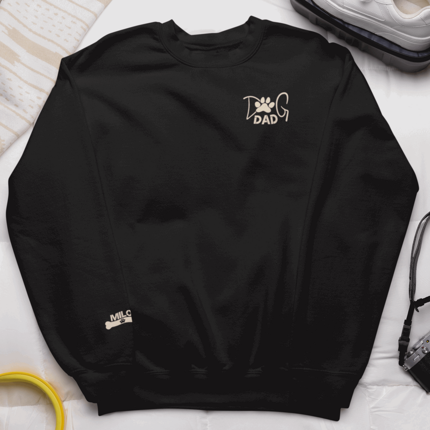 Custom Gift for Dog Dad Sweatshirt – Add Your Dog's Name on the Right Sleeve - Verdant Blossoms