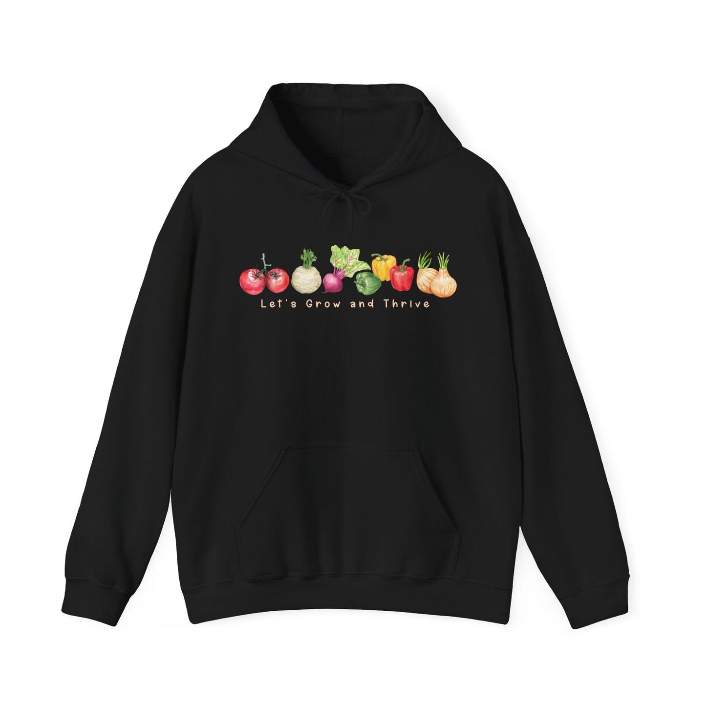 Let's Grow and Thrive - Gardening Vegetable Green Thumb Design - Hooded Sweatshirt - Verdant Blossoms