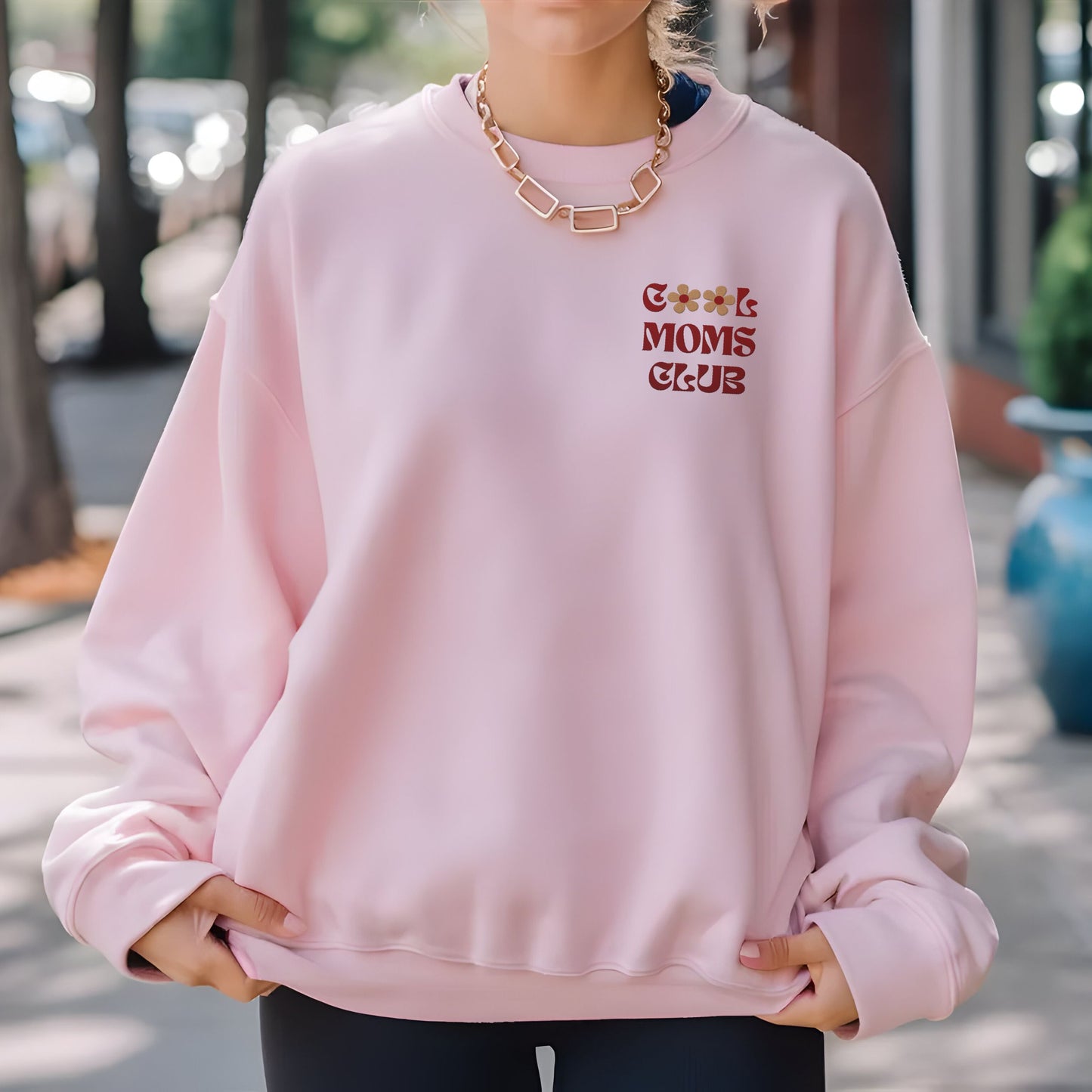 Cool Moms Club Sweatshirt, Embroidered Crewneck Gift for Fashionable & Fun Moms