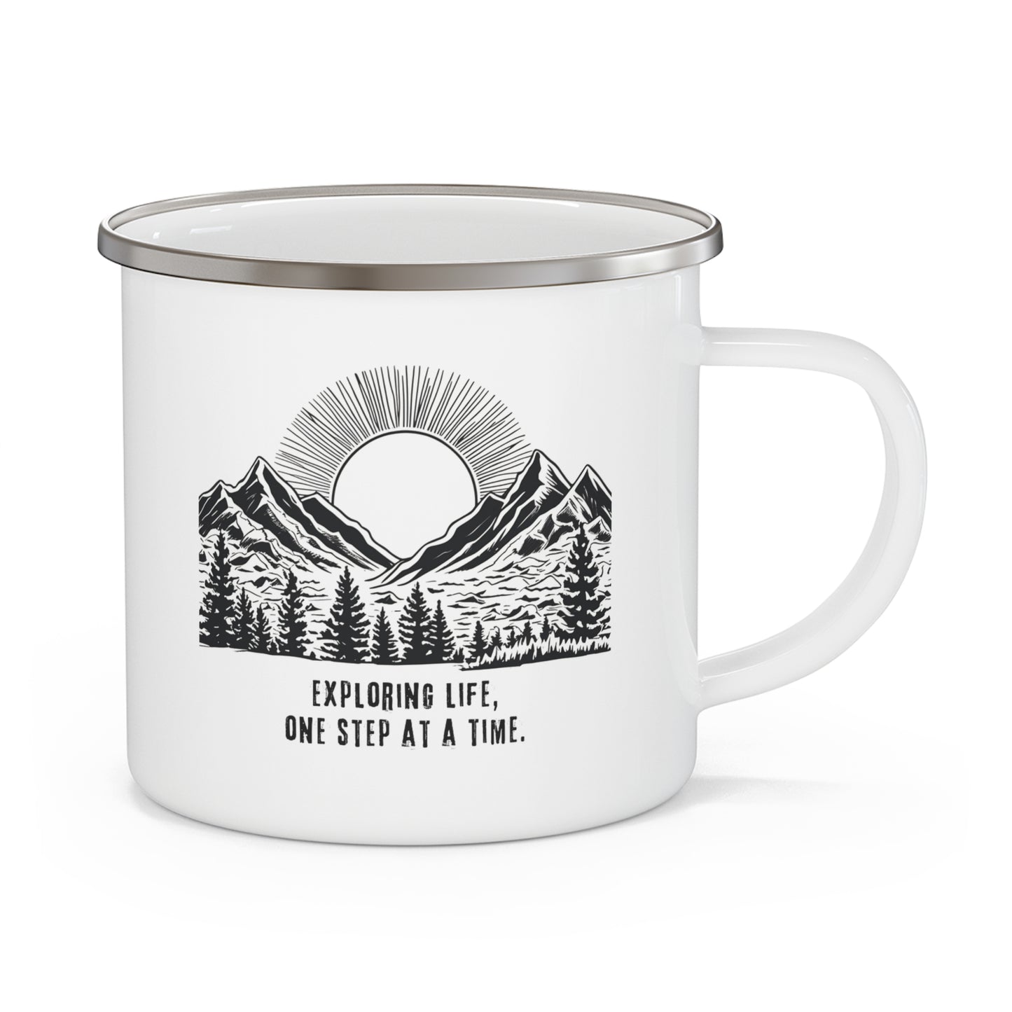 Personalized Enamel Camp Cup for Couples | Custom Forest Adventure Design - Celebrate Love This Valentine's Day - Verdant Blossoms