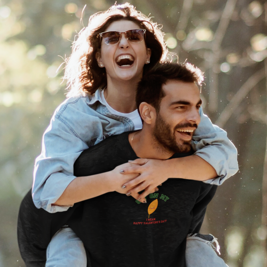 Add a spark of humor to Valentine’s Day with our ‘Sit On My (smiling leaf design)’ sweatshirt!