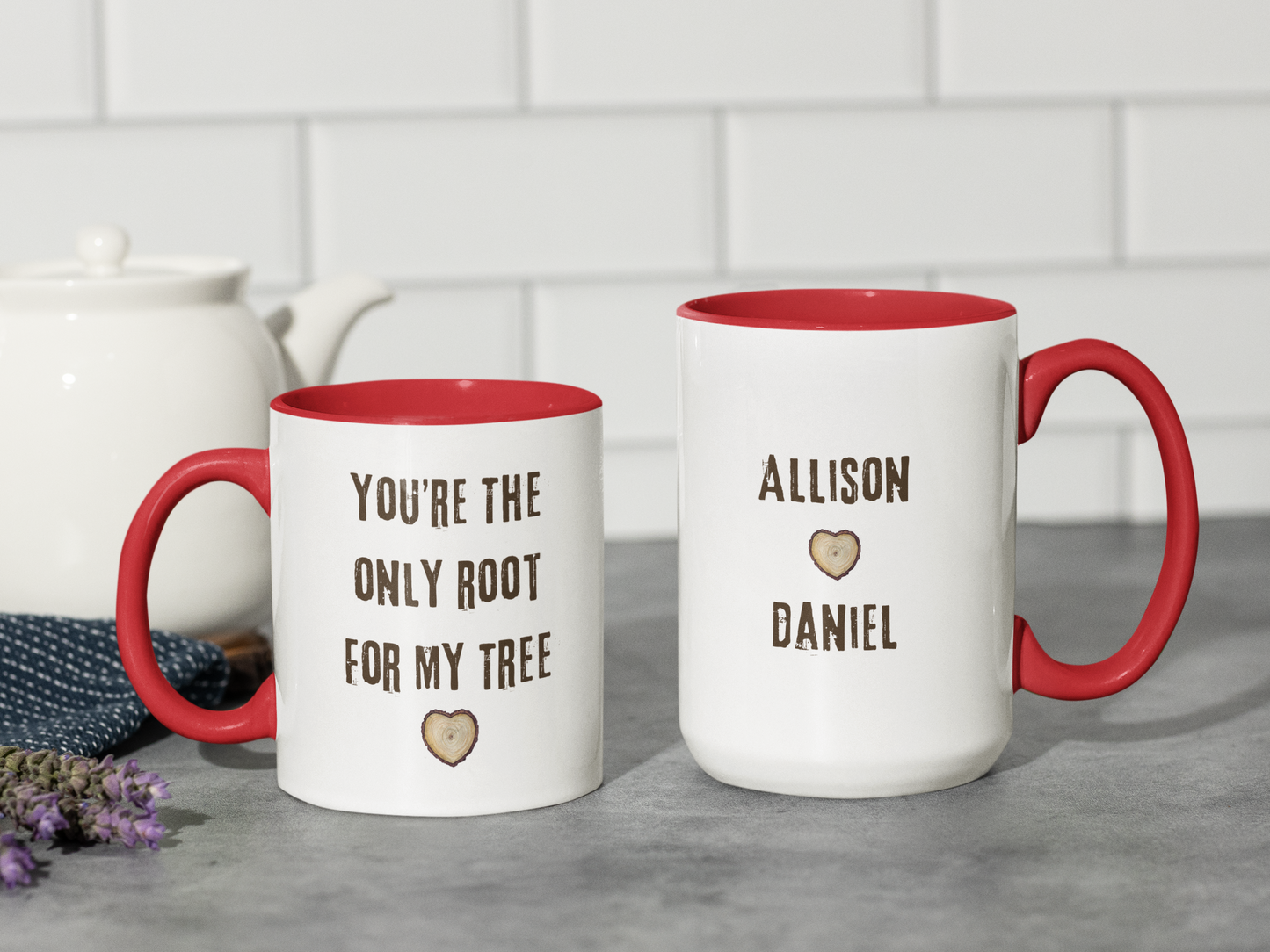 Personalized Couple Mugs - You're the Only Root for My Tree, Custom Couple Names, Coffee Mug