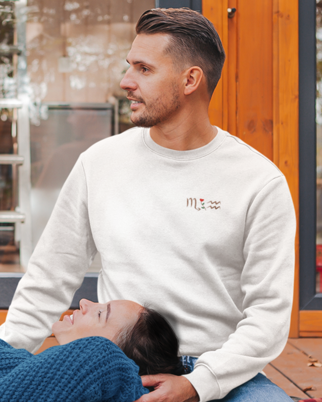 Zodiac Love Sweatshirt | Custom Embroidered Valentine’s Day Gift for Couples - Verdant Blossoms