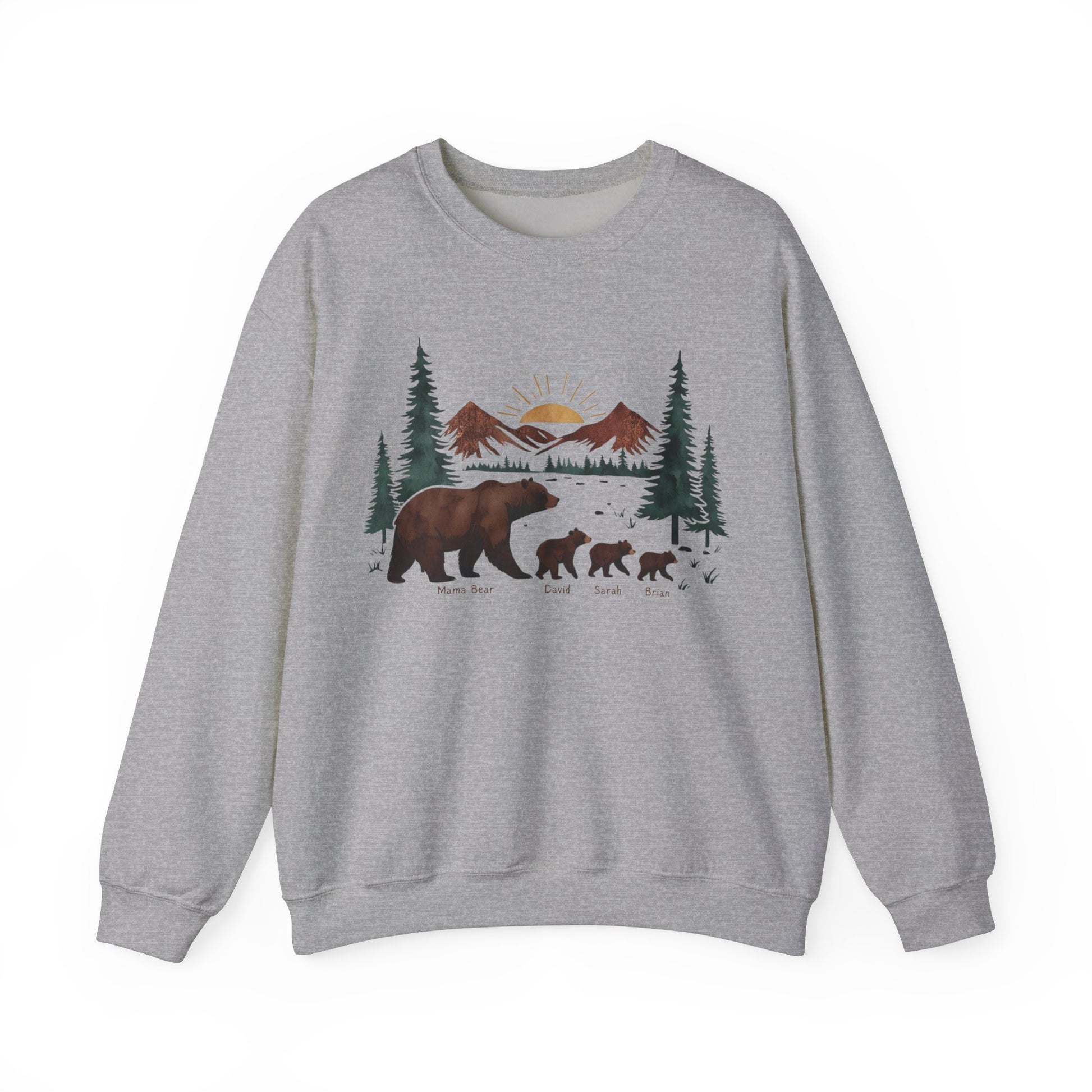 Personalized Mommy Bear Sweatshirt  - Custom Family Names - Forest design - Verdant Blossoms