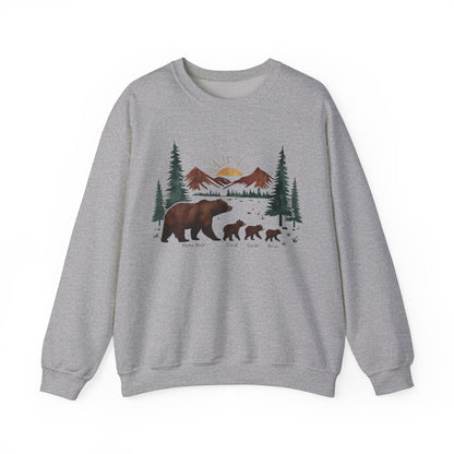 Personalized Mommy Bear Sweatshirt  - Custom Family Names - Forest design - Verdant Blossoms
