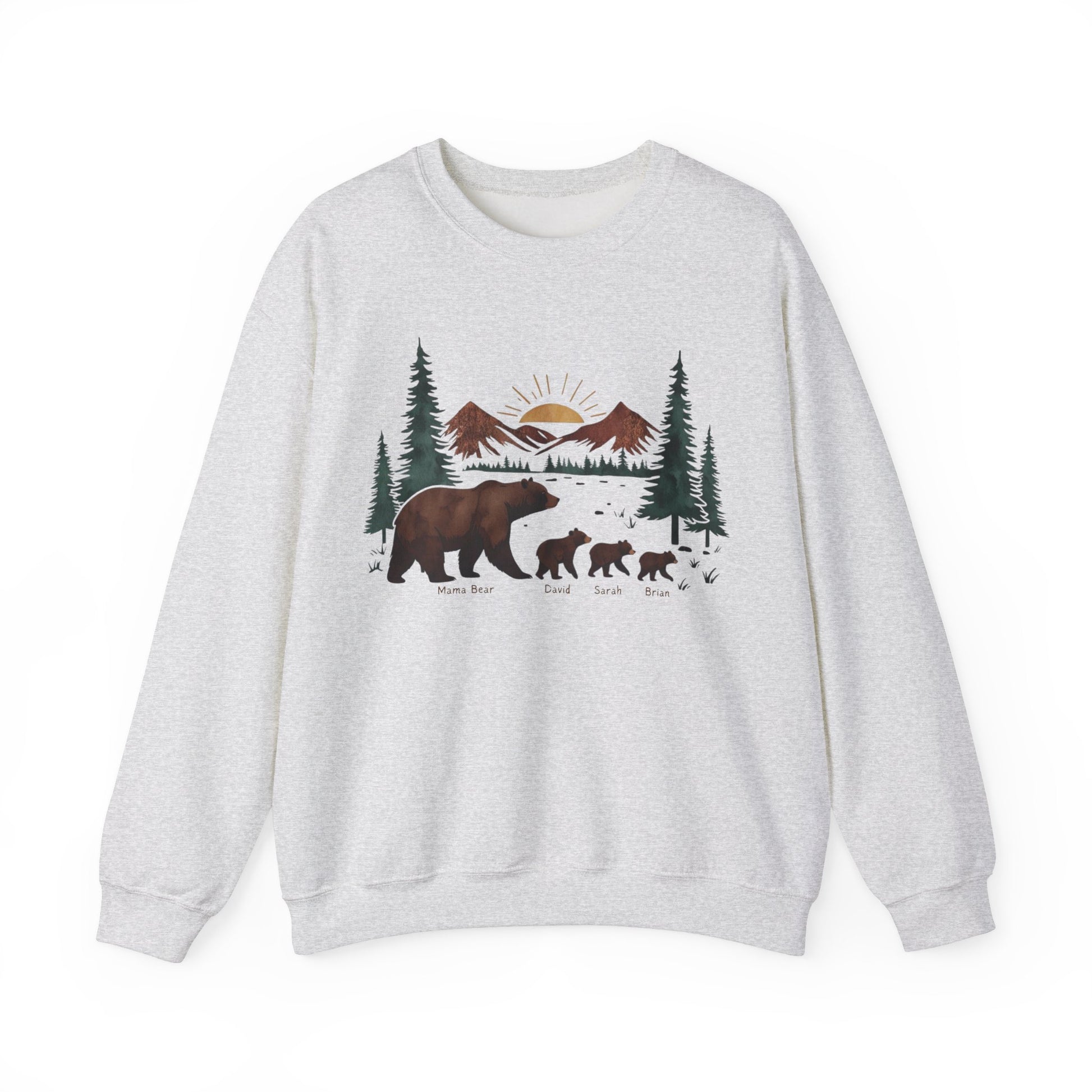 Personalized Mommy Bear Sweatshirt  - Custom Family Names - Forest design - Verdant Blossoms