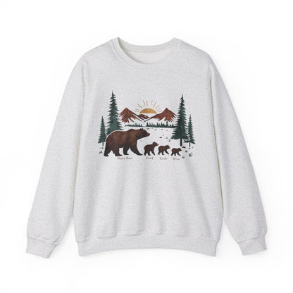 Personalized Mommy Bear Sweatshirt  - Custom Family Names - Forest design - Verdant Blossoms