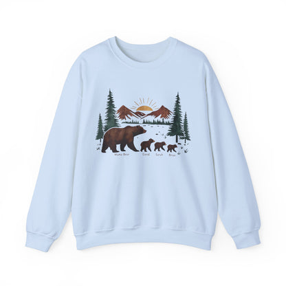 Personalized Mommy Bear Sweatshirt  - Custom Family Names - Forest design - Verdant Blossoms