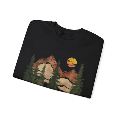 Step Outside, Become Unstoppable - Mountain Forest Sweatshirt - Verdant Blossoms