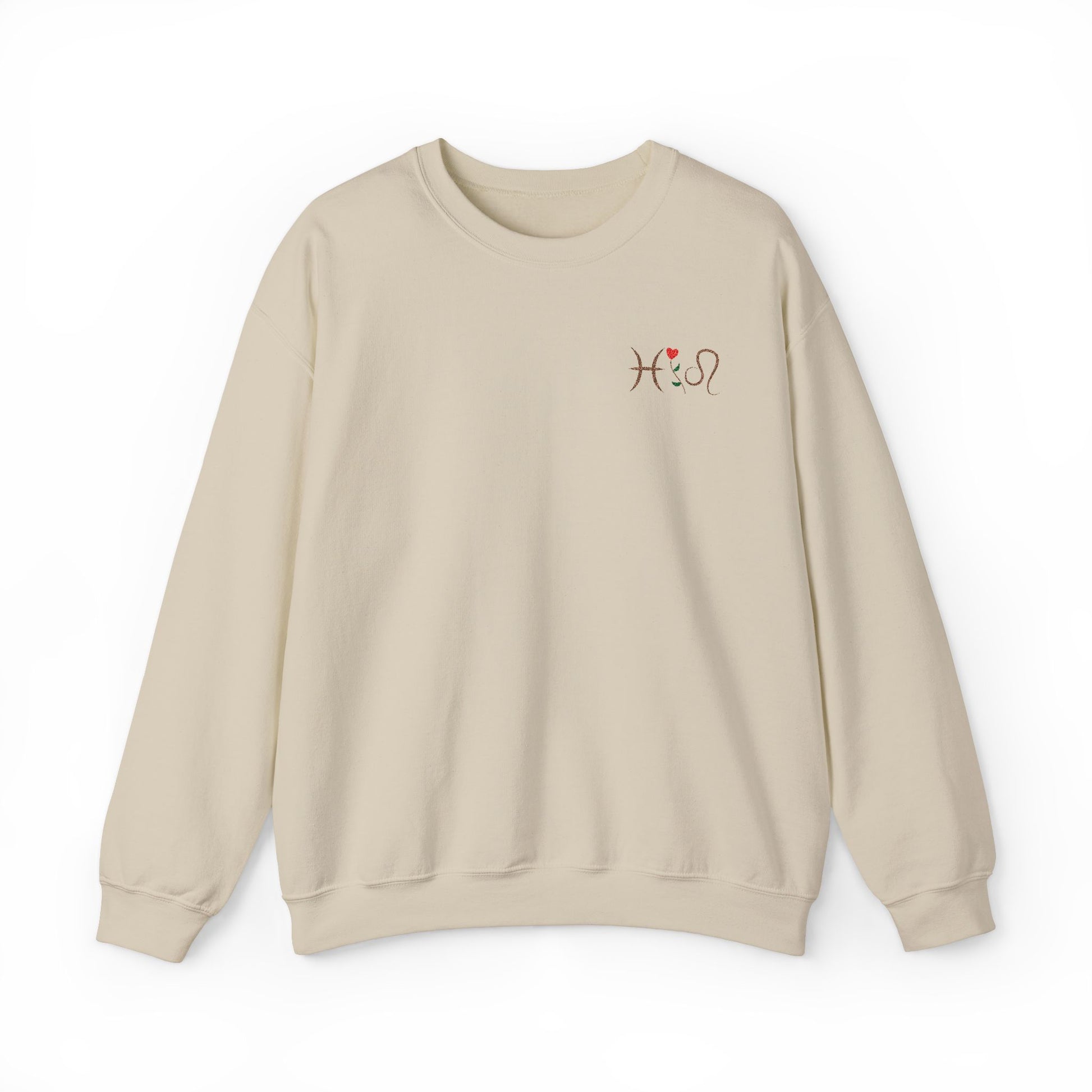 Zodiac Love Sweatshirt | Custom Embroidered Valentine’s Day Gift for Couples - Verdant Blossoms