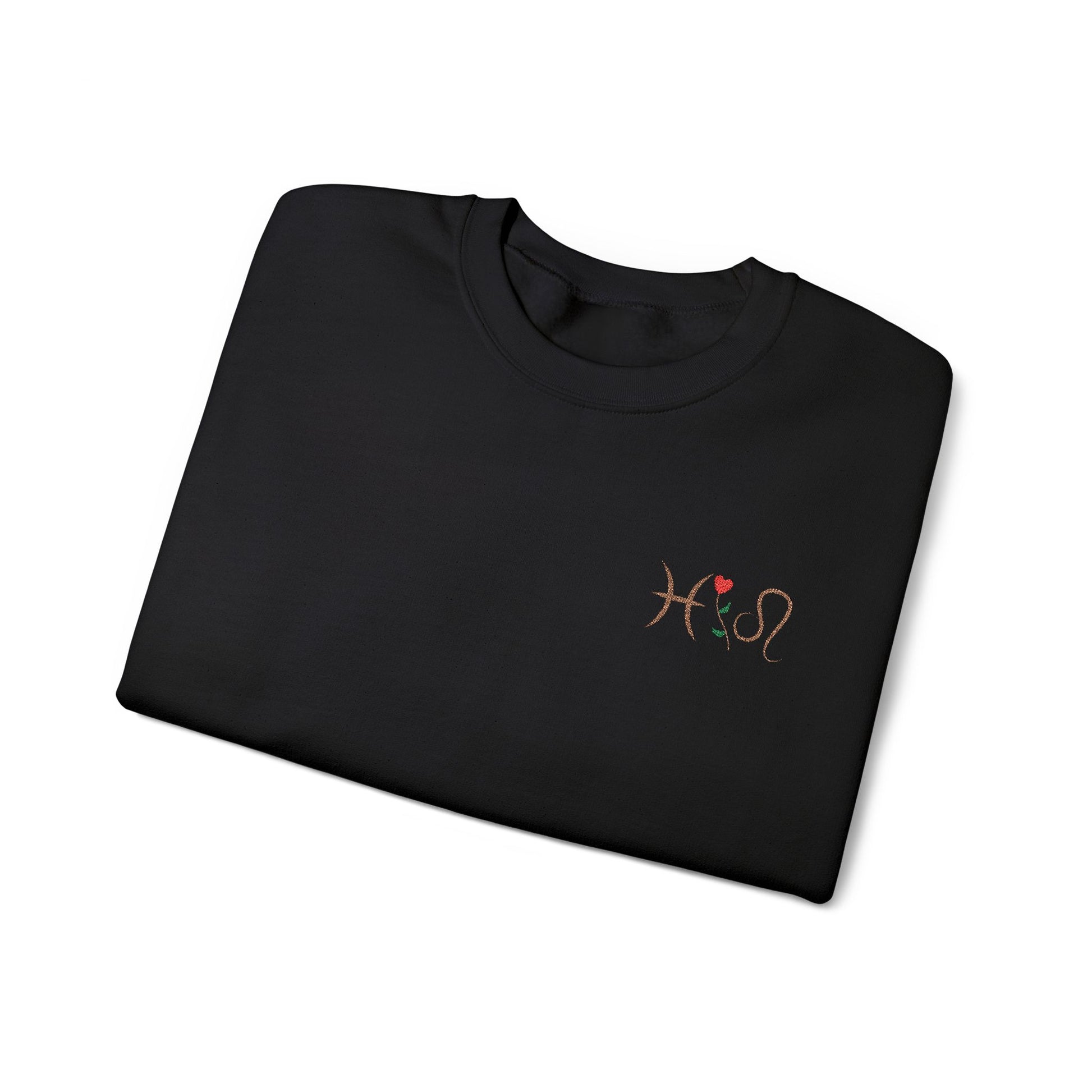 Zodiac Love Sweatshirt | Custom Embroidered Valentine’s Day Gift for Couples - Verdant Blossoms