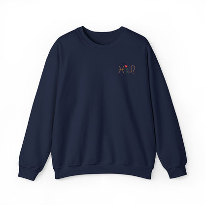 Zodiac Love Sweatshirt | Custom Embroidered Valentine’s Day Gift for Couples - Verdant Blossoms