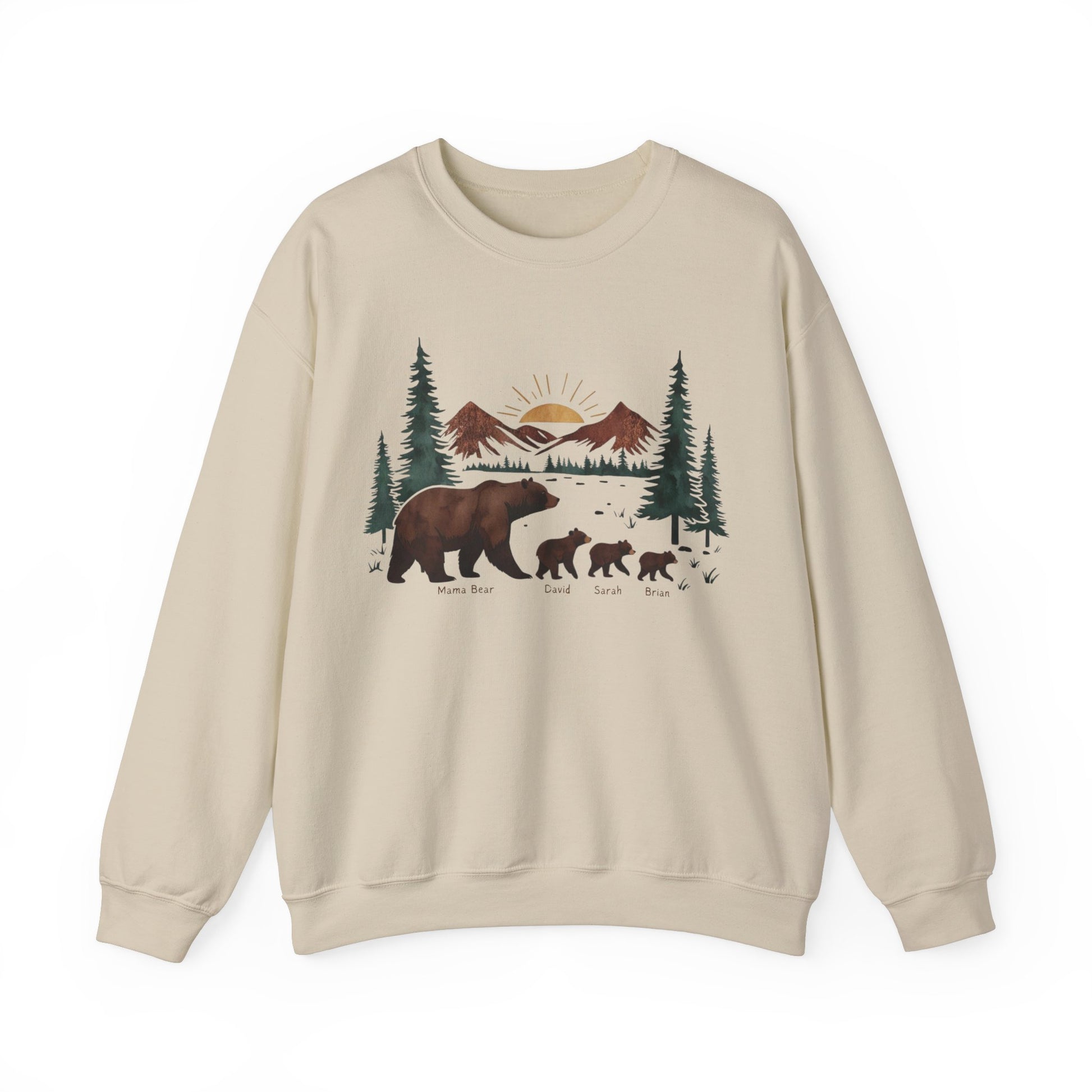 Personalized Mommy Bear Sweatshirt  - Custom Family Names - Forest design - Verdant Blossoms