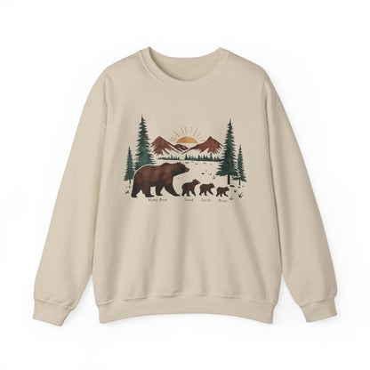 Personalized Mommy Bear Sweatshirt  - Custom Family Names - Forest design - Verdant Blossoms