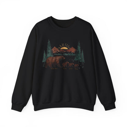 Personalized Mommy Bear Sweatshirt  - Custom Family Names - Forest design - Verdant Blossoms