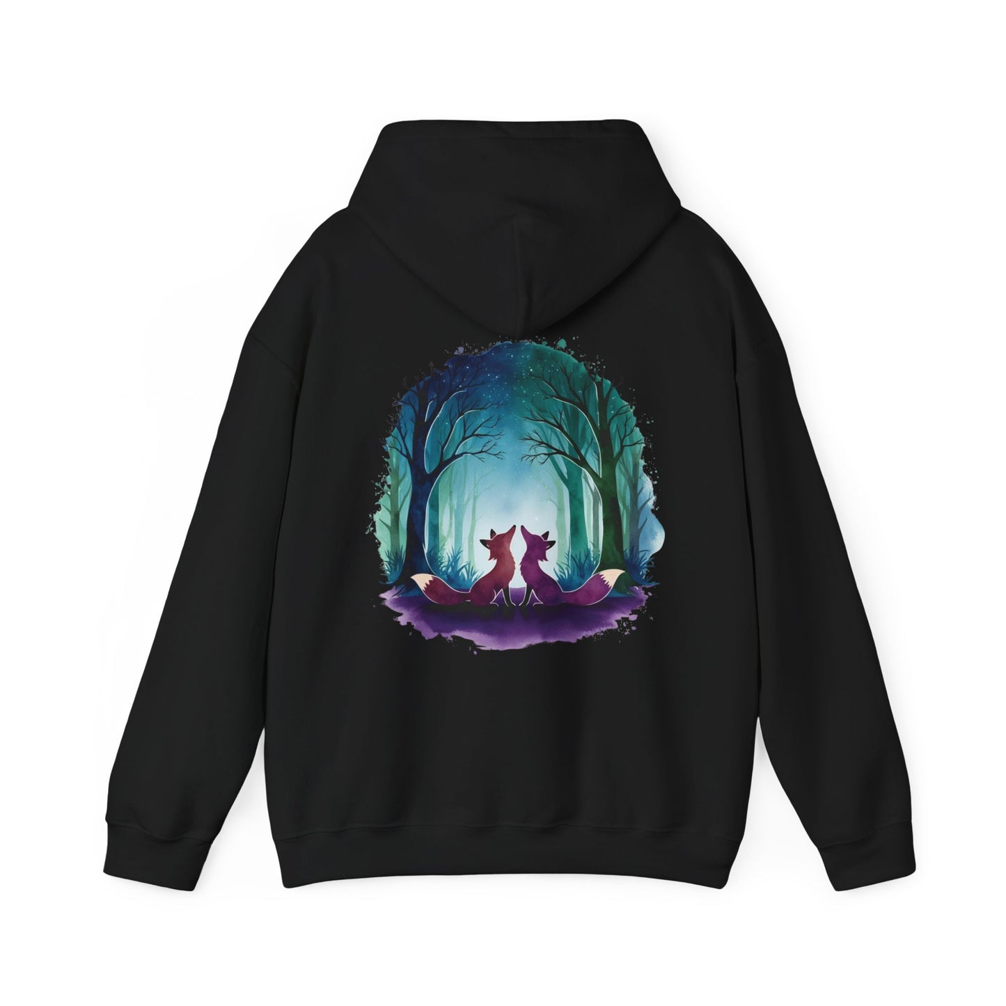Personalized Hoodie with Couple's Initials &  Watercolor Foxes Design
