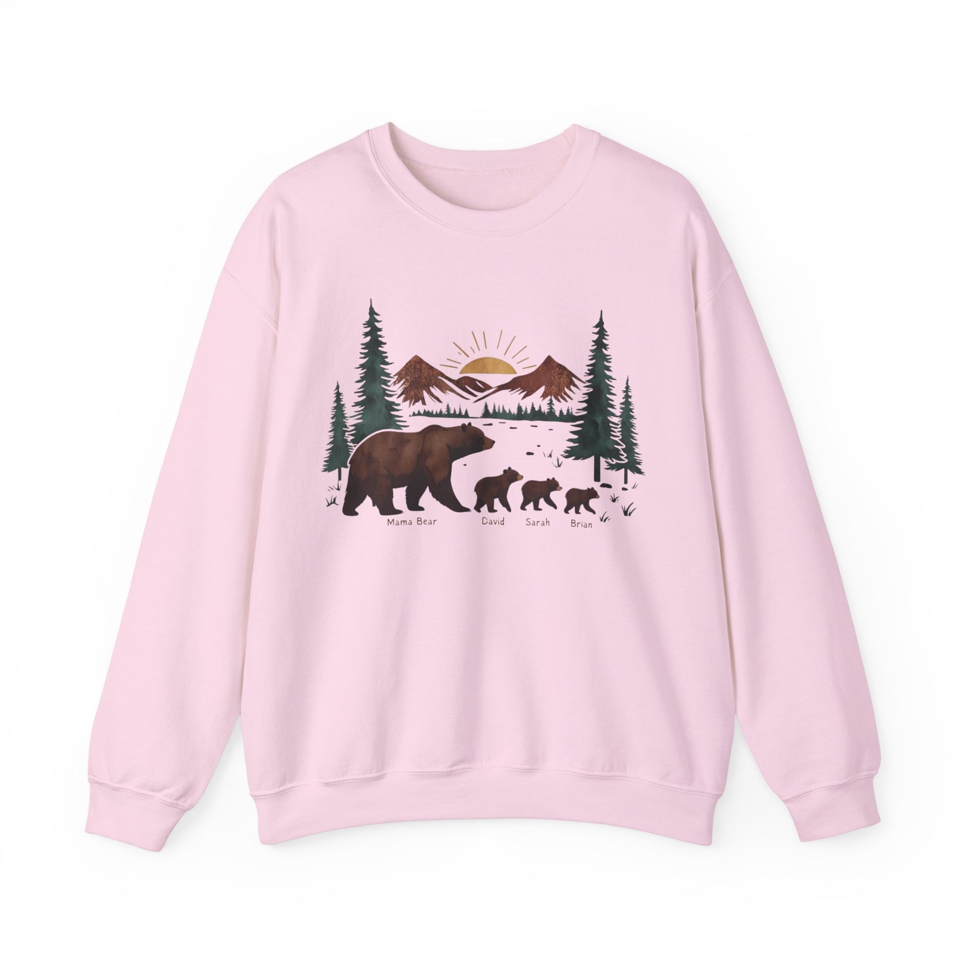 Personalized Mommy Bear Sweatshirt  - Custom Family Names - Forest design - Verdant Blossoms