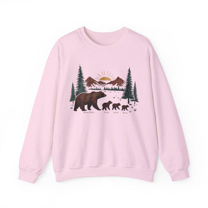 Personalized Mommy Bear Sweatshirt  - Custom Family Names - Forest design - Verdant Blossoms