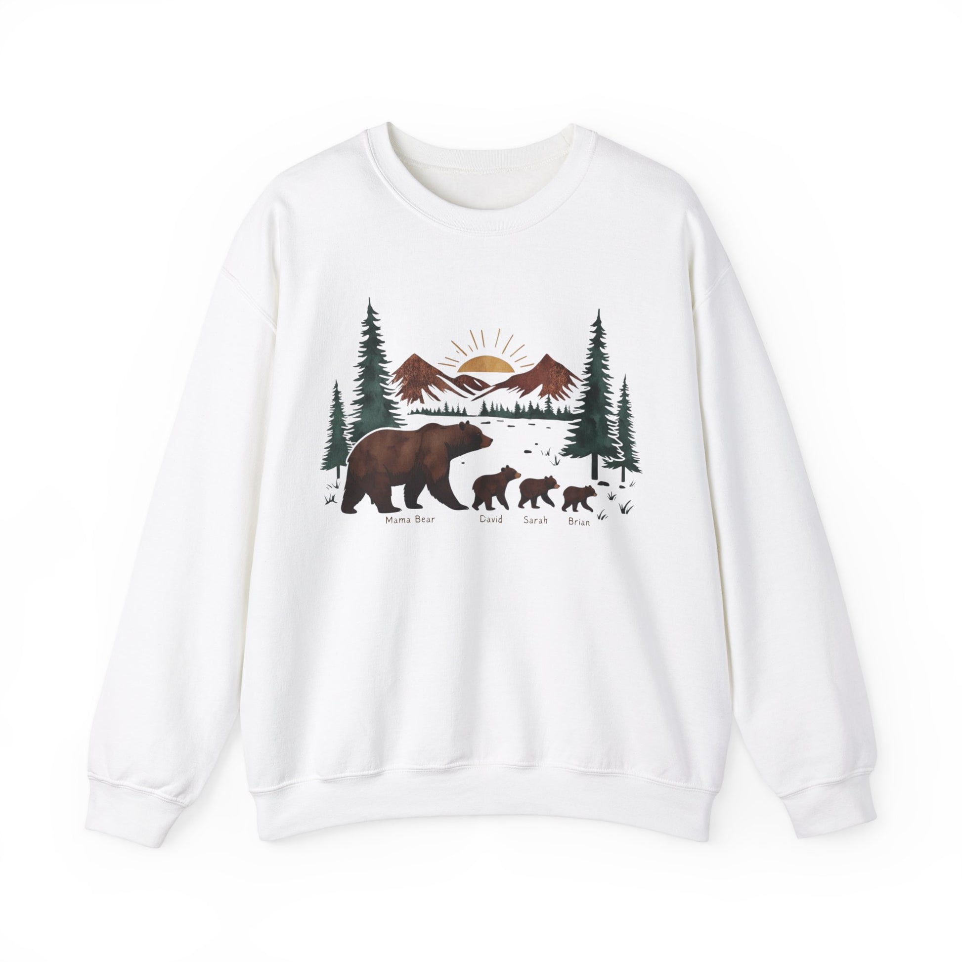 Personalized Mommy Bear Sweatshirt  - Custom Family Names - Forest design - Verdant Blossoms
