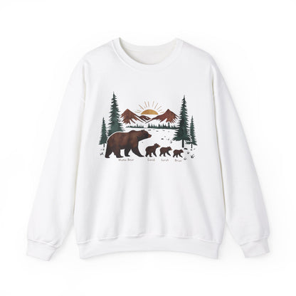Personalized Mommy Bear Sweatshirt  - Custom Family Names - Forest design - Verdant Blossoms