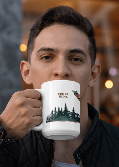 Chase the Horizon Mug - Personalized Adventure Quote with Name, for explorers and nature lovers - Verdant Blossoms