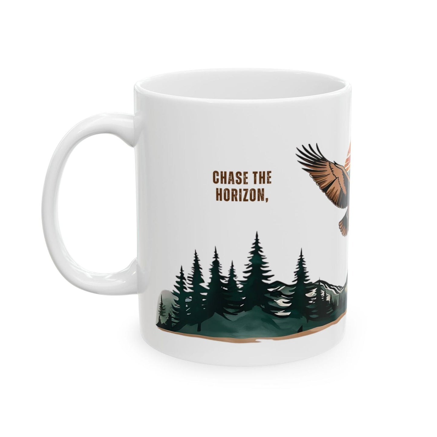 Chase the Horizon Mug - Personalized Adventure Quote with Name, for explorers and nature lovers - Verdant Blossoms