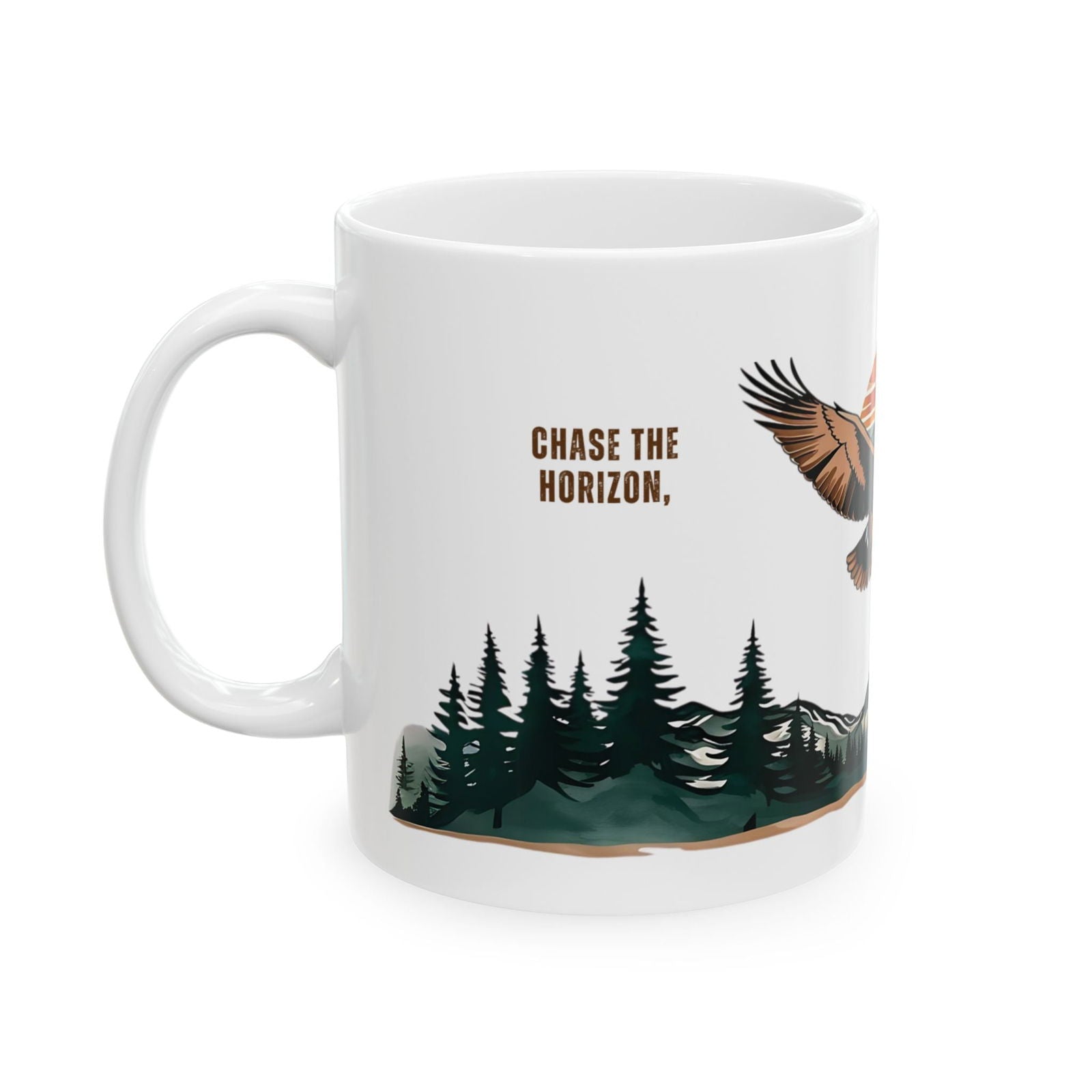 Chase the Horizon Mug - Personalized Adventure Quote with Name, for explorers and nature lovers - Verdant Blossoms
