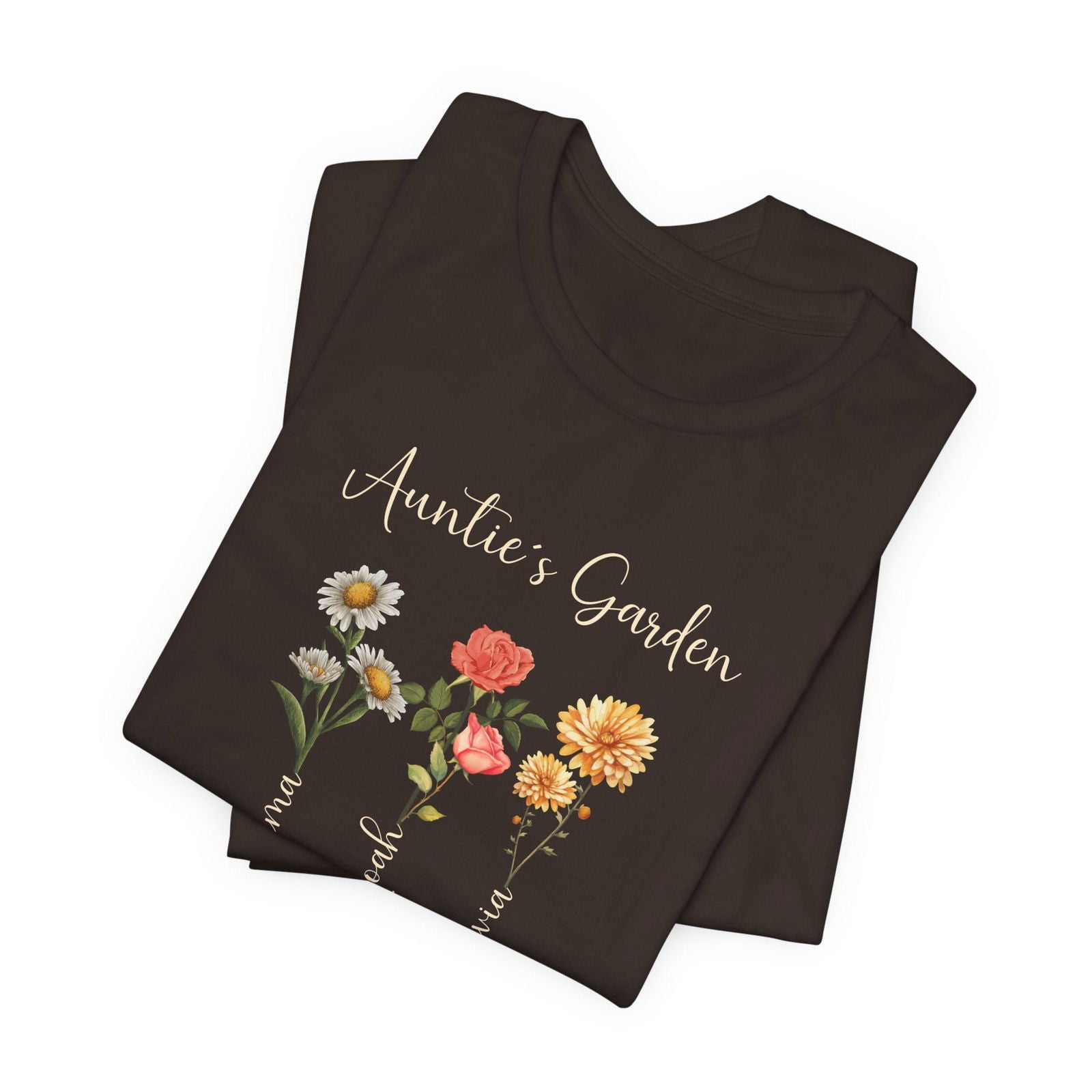 Custom Birthflower T-Shirt - Personalized Gift for Mom, Auntie & Grandma - Verdant Blossoms