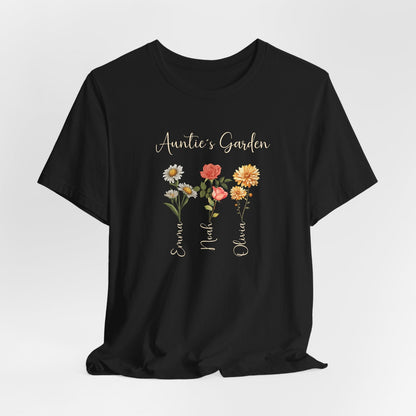 Custom Birthflower T-Shirt - Personalized Gift for Mom, Auntie & Grandma - Verdant Blossoms